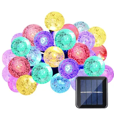 Instalatie solara LED 30 globulete multicolore