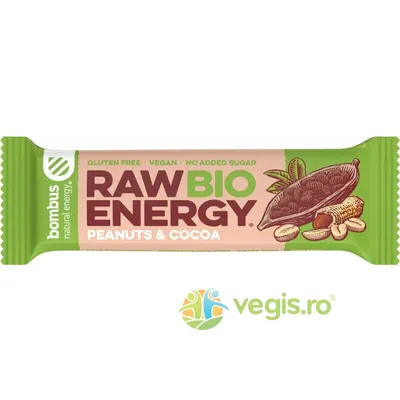 Baton Energizant Raw Energy cu Arahide si Cacao 50g