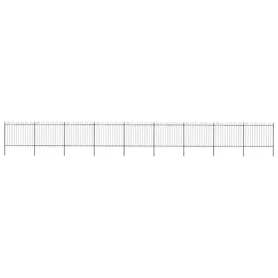 vidaXL Gard de grădină cu vârf circular din oțel 1506x150 cm, negru