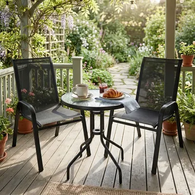 Set mobilier de terasă sau balcon Jumi – masă rotundă cu două scaune (3 piese)
