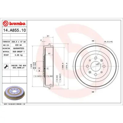 Tambur frana BREMBO 14.A855.10