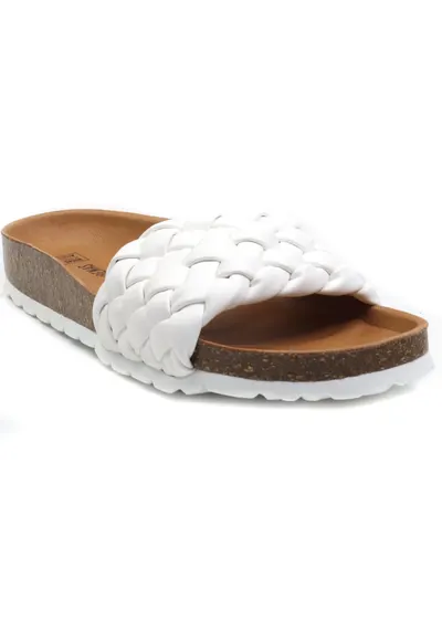 Papuci dama RICA TRENZA SOFT alb - Alb