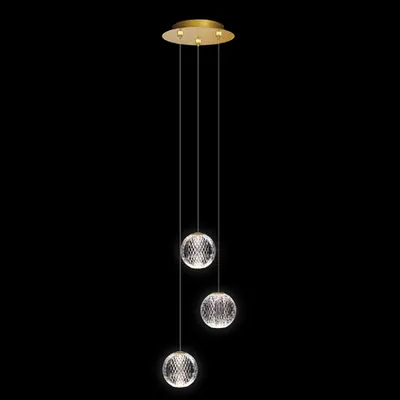 Diamond Led Pendant 12w 3000k, Gold