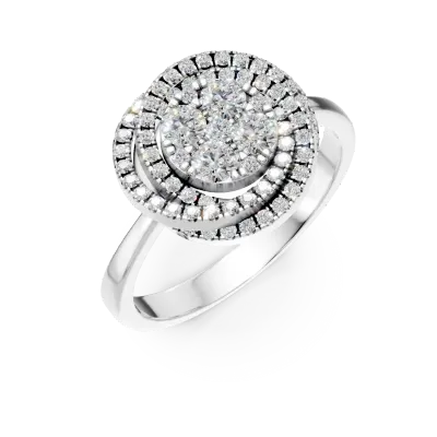 Inel geometric din aur alb cu diamante de 0.7ct