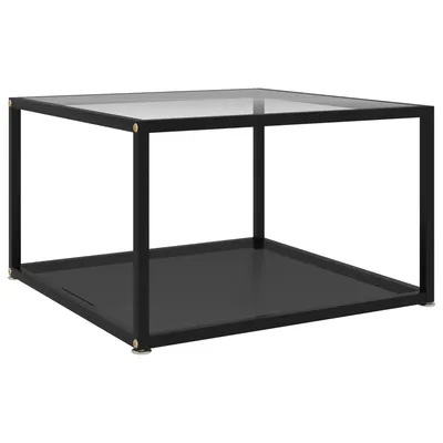 vidaXL Măsuță cafea, transparent/negru, 60x60x35 cm, sticlă securizată