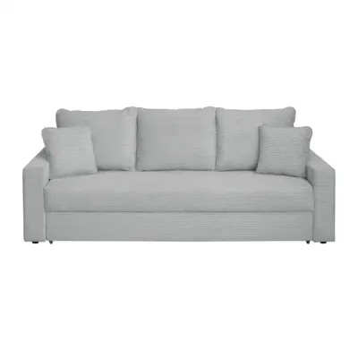 Canapea NICO II LUX extensibila, 3 locuri, cu arcuri si lada depozitare, gri deschis, 220x85x75 cm