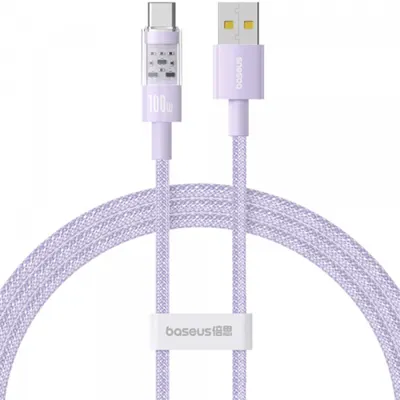 Cablu Date si Incarcare USB-A - USB-C Baseus Gem, 100W, 1m, Mov P10373002511-00