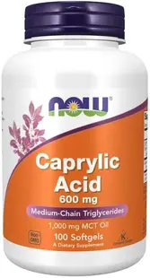 Caprylic Acid, 600 mg, 100 capsule moi, Now