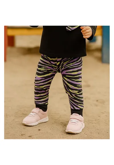 Pantaloni sport - Zebra - Negru si Mov - pentru fetite - Negru