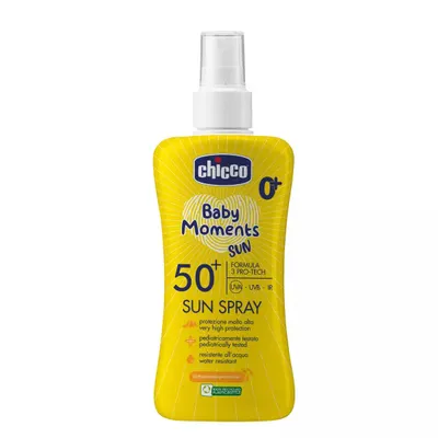 Spray protectie solara Baby Moments SPF 50+ de la 0 luni+, 150ml, Chicco