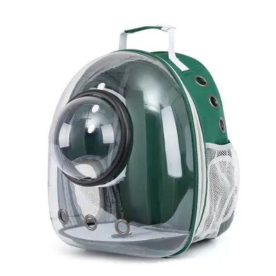 Rucsac pentru transport pisici, cu hublou, verde, 41 x 32 x 25 cm