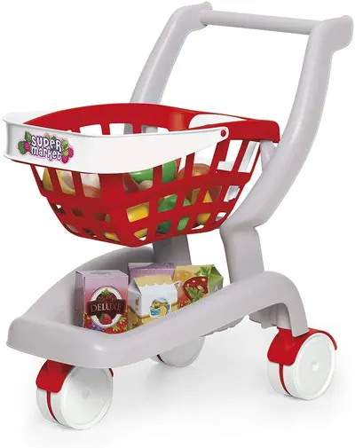 Cărucior pentru supermarket 2 in 1 cu scaun pentru bebeluș și 18 accesorii