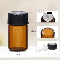 Sticluță ambră reutilizabilă cu picurător și capac negru - 10ml