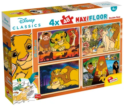 Puzzle cu două fețe Lisciani pentru colorat 4 х 48 piese- Regele Leu