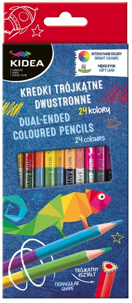 Creioane colorate Kidea - 12 buc, 24 culori, cu doua varfuri