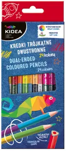 Creioane colorate Kidea - 12 buc, 24 culori, cu doua varfuri