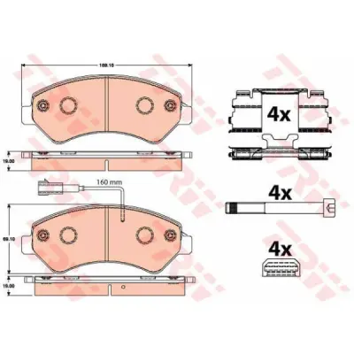 Set placute frana, frana disc TRW GDB2072
