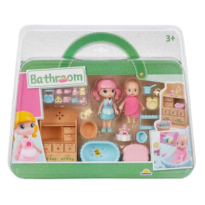 Set de joaca cu papusa si bebelus, Sunman, Bathroom