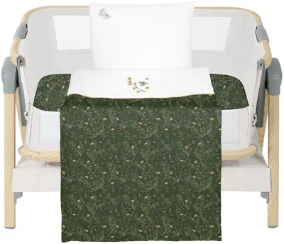 Set de lenjerie pentru pătuț de bebeluș KikkaBoo Secret Garden - Pentru pătuț mini, 3 piese, verde