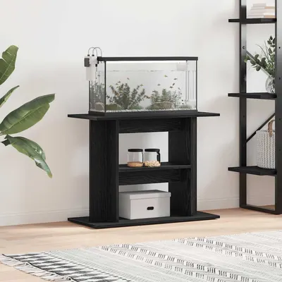 vidaXL Suport acvariu Stejar negru 80x35x60 cm Lemn prelucrat
