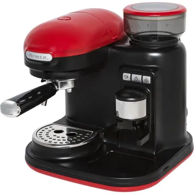 Espressor cu râșniță încorporată Ariete - Moderna 1318, 15 bar, 800 ml, roșu
