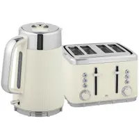 HOMCOM Fierbător 1,7 L 2200 W cu funcție de fierbere rapidă, filtru anticalcar și prăjitor cu 4 fante și 7 trepte de rumenire, alb-crem | Aosom Romania