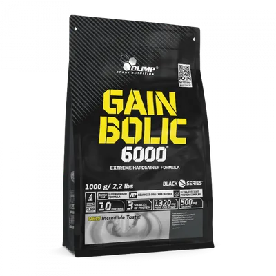 Gainer pudra proteica proteine din zer Gain Bolic 6000 Ciocolata, 1kg, Olimp Sport Nutrition