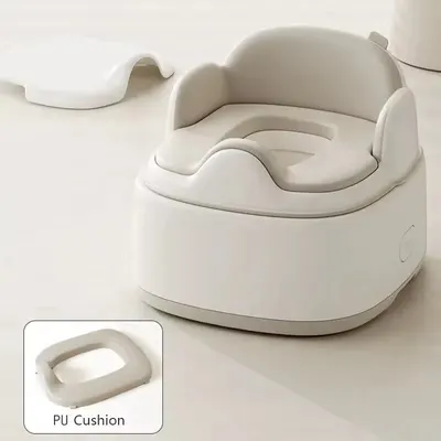Olita pentru copii Little Mom, 3 in 1, adaptor moale din PU, vas colector detasabil, cu marginile rotunjite, dimensiune 36.5 x 33.5 x 28.8cm, Brown