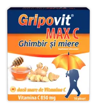Gripovit Max C ghimbir si miere, 10 plicuri, Zdrovit