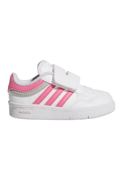 Pantofi sport de piele ecologica cu velcro Hoops 4.0 - Alb/Roz pastel