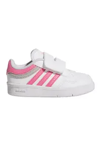 Pantofi sport de piele ecologica cu velcro Hoops 4.0 - Alb/Roz pastel