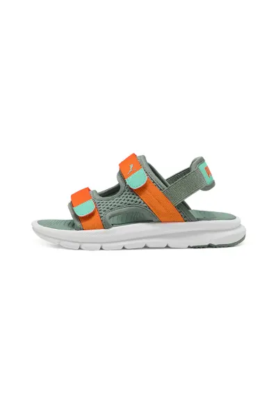 Sandale cu velcro Evolve - Portocaliu mandarina/Verde sparanghel