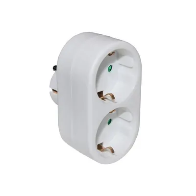 Adaptor cu 2 prize schuko de la 1 schuko la 2 schuko - alb