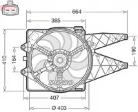Ventilator radiator (cu carcasa) potrivit FIAT BRAVO II; LANCIA DELTA III 1.4-2.0D 11.06-12.14