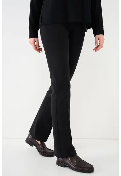 Pantaloni chino drepti cu talie inalta - Negru