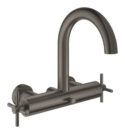 Baterie cada Grohe Atrio 25010al3, 1/2 inch, dubla comanda, valva ceramica, diverter, protectie reflux, pipa inalta, Hard Graphite