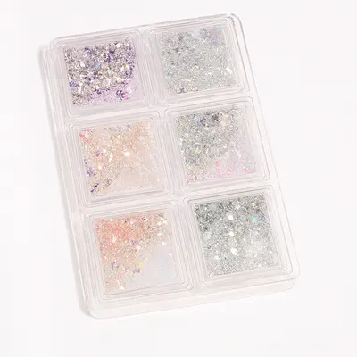 Set Accesorii Nail Art cu Fulgii și Steluțe Holografice