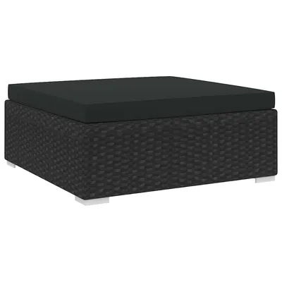 vidaXL Taburet modular, 1 buc., cu pernă, negru, poliratan