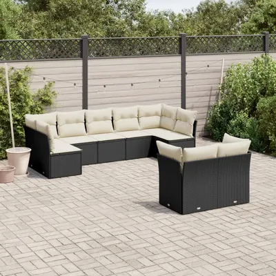 Gossi set mobilier de gradina cu perne, 9 piese, negru, poliratan