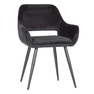 Set de scaune de sufragerie negru cu cotiere 2 buc. tapițat Jelle – WOOOD