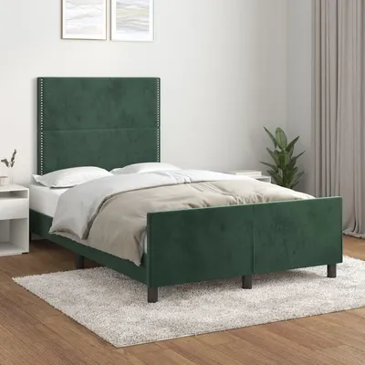 Gossi cadru de pat cu tablie, verde inchis, 120x200 cm, catifea