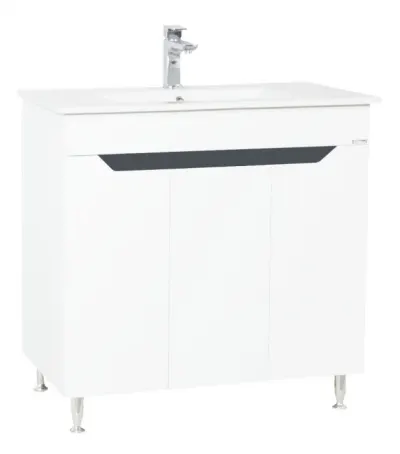 Set Baza front MDF si Lavoar, seria 056, 80 cm, alb antracit