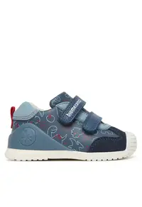 Pantofi sport copii - adidasi baiat - piele naturala - bleumarin - sistem inchidere Velcro