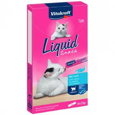 Snack Lichid Pisici Vitakraft Somon si Omega-3, 6 x 15 g