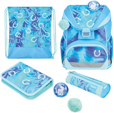 Set școlar Herlitz UltraLight XL Plus - Lucky Horse, ghiozdan, două penare și un săculeț