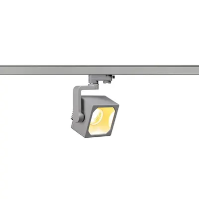 Iluminat decorativ pe sina, EURO Senile CUBE, la fata locului gri pentru 240V track 3 faze, LED, 3000K, gri-argintiu, 60 °, inclusiv. adaptor 3 faze