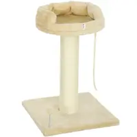 PawHut Copac Zgâriat pentru Pisici, Patut, Minge, Sfoară de Joacă, Plus și Sisal, 55x55x83cm, Beige | Aosom Romania
