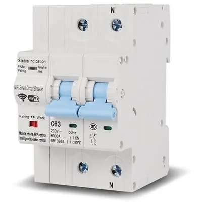 Siguranta automata inteligenta Wi-Fi 1P+N 63A Sinotimer WCB102, Tuya