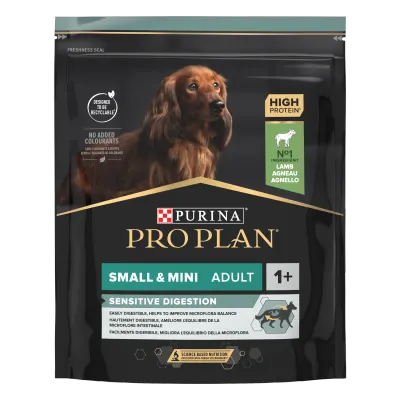 PURINA PRO PLAN ADULT Sensitive Digestion, Talie Mică și Foarte Mică, Miel, 700 g