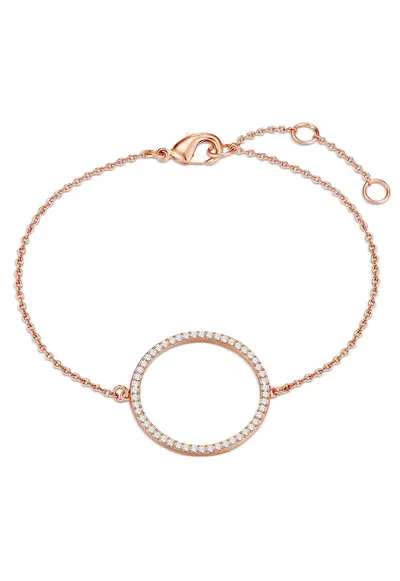 Bratara placata cu aur rose de 14K si decorata cu cristale europene - Auriu rose
